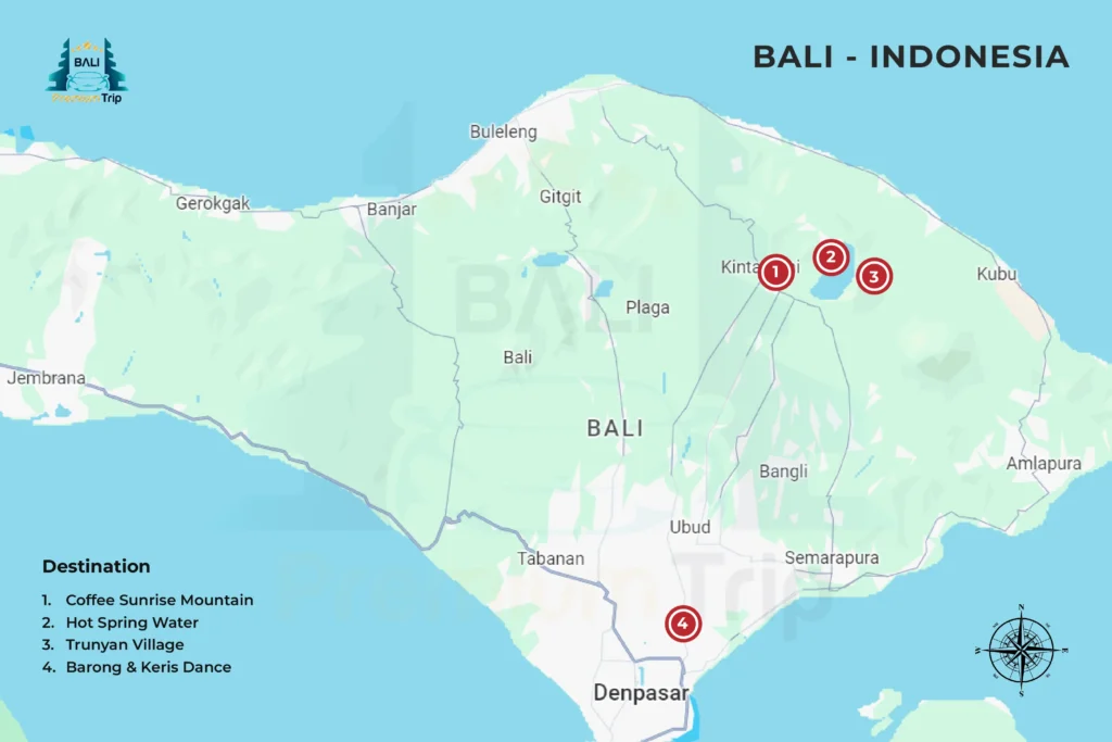 Maps Kintamani Tour by Bali Premium Trip