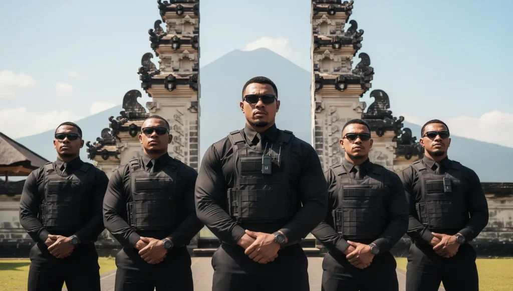 5 security in front of hotel | halfbody | Private Security Services
