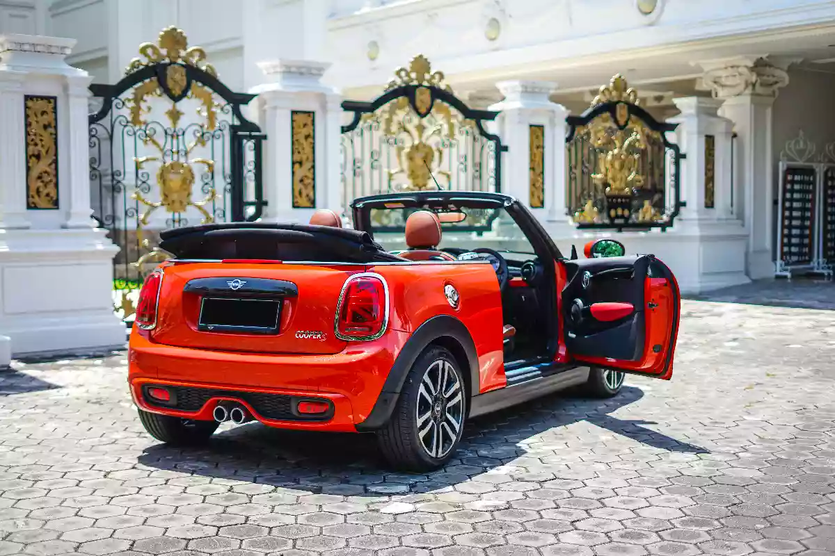 Mini Cooper Orange Open Door