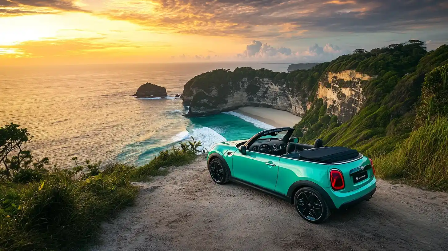 Mini Cooper di Kelingking Beach - BaliPremium Trip