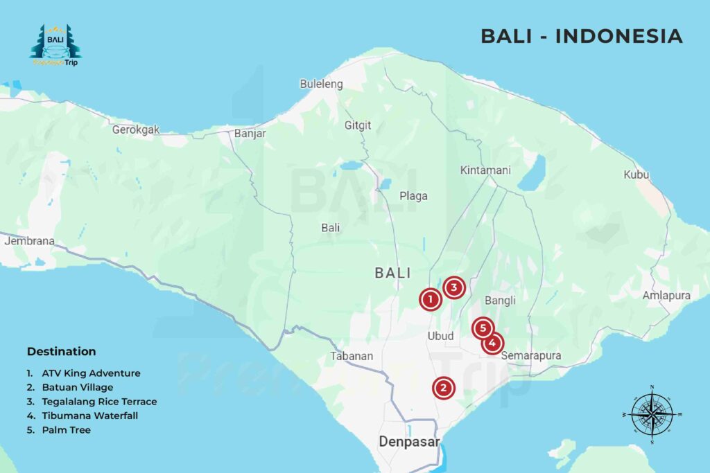 Map Ubud Tour Bali Premium Trip