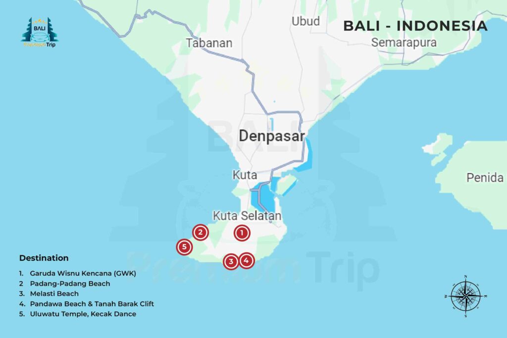 Map Uluwatu Tour Bali Premium Trip