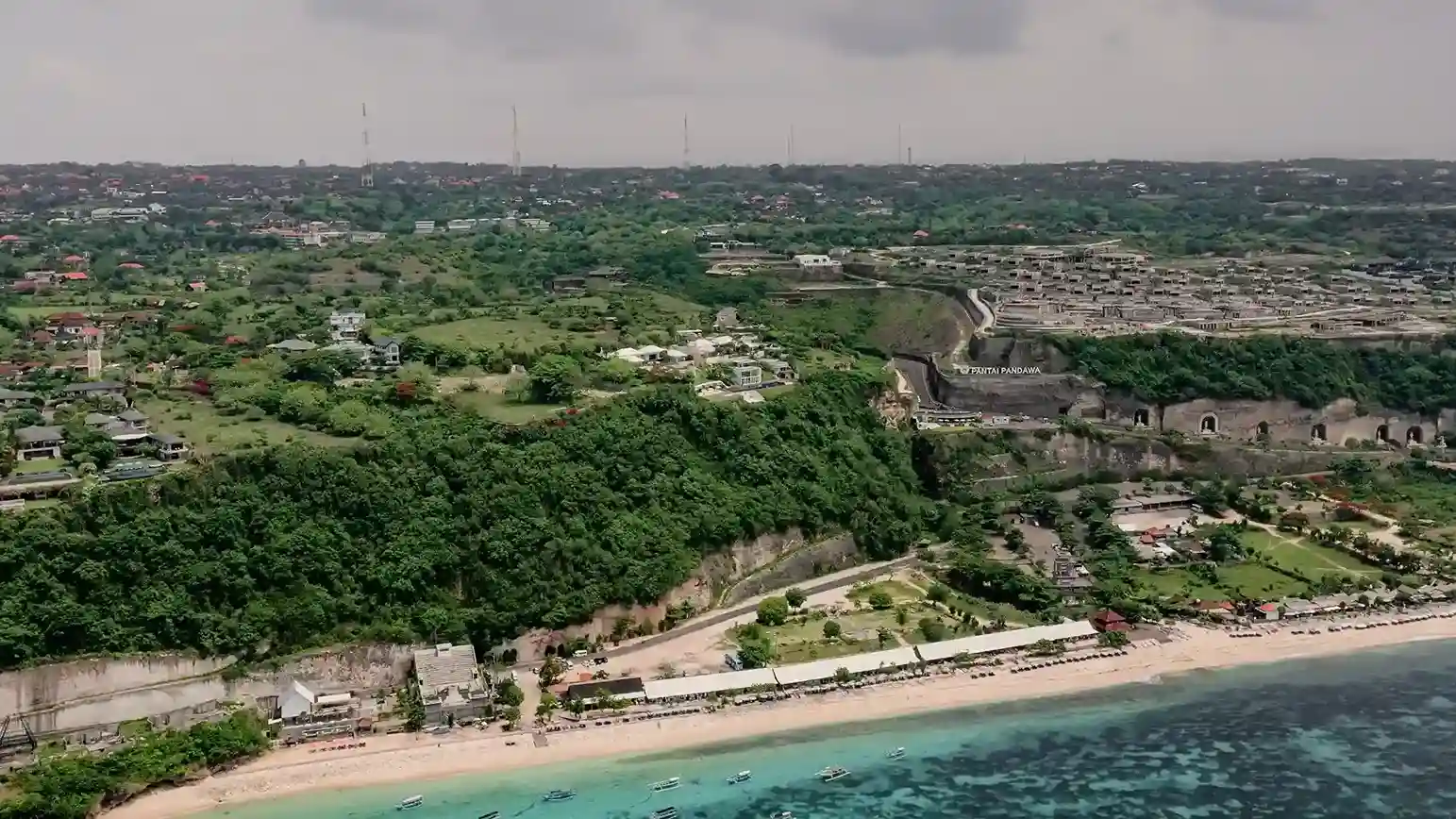 Turquoise water and limestone cliffs on the Bali coast