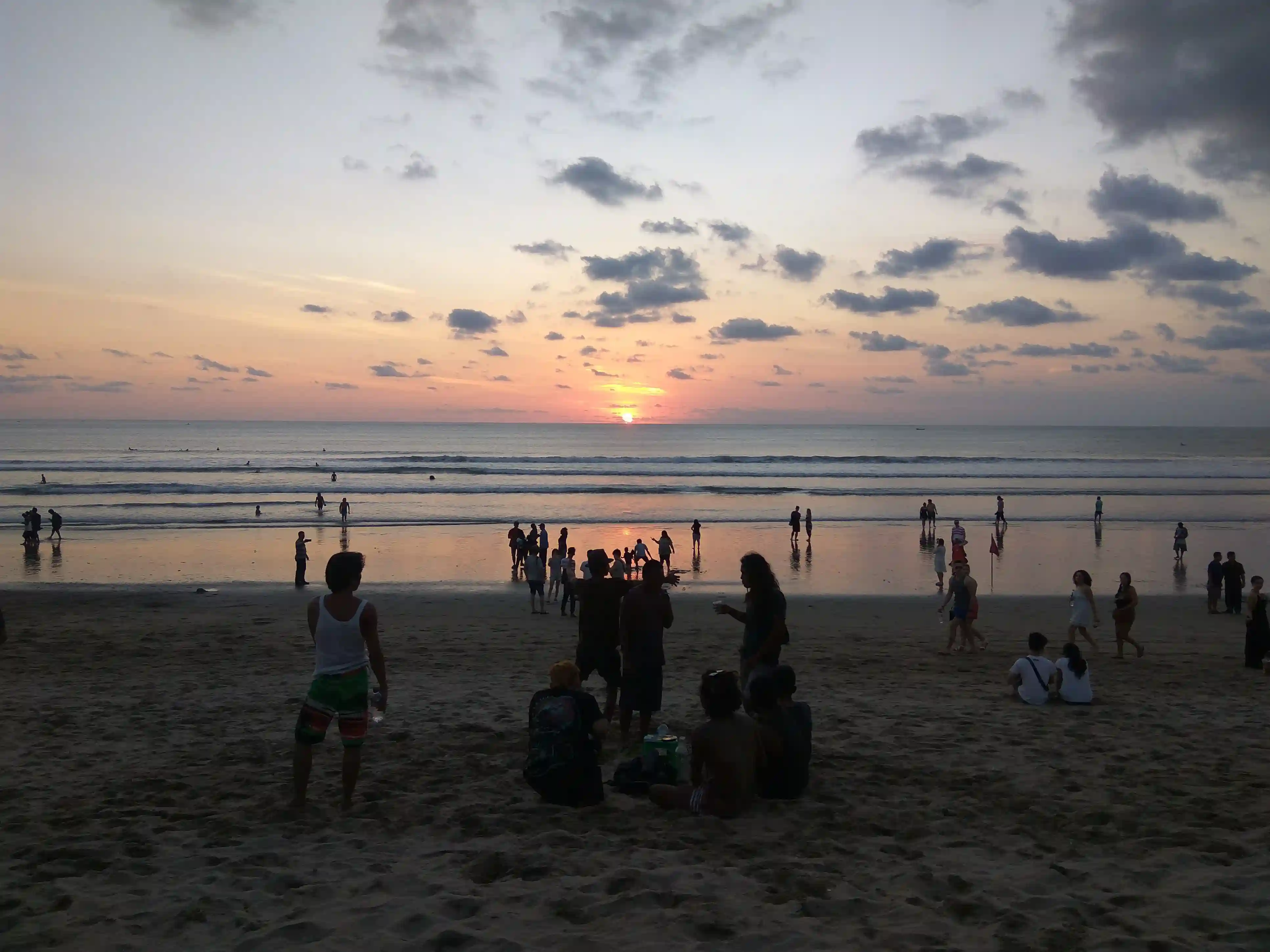 Kuta beach and the strip behind it