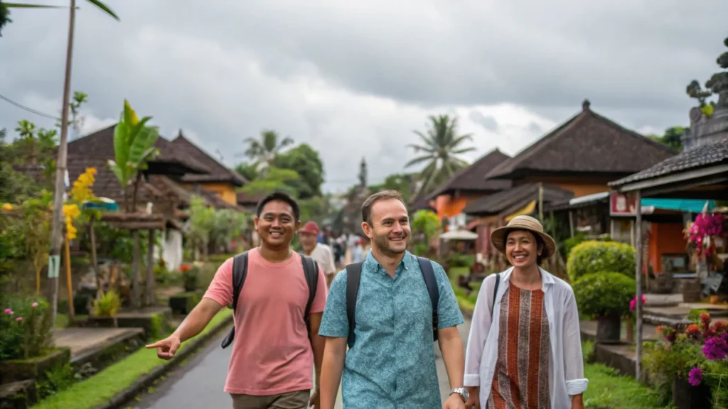 Tamu Sedang Berjalan di Desa | Wisata Desa Bali | Bali Premium Trip
