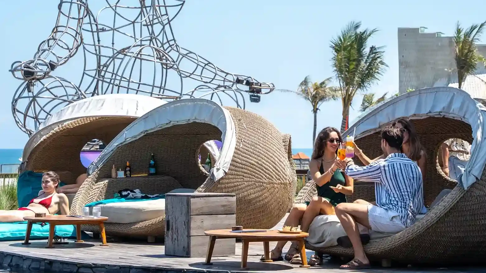 The beach club setting the retail precinct sits inside