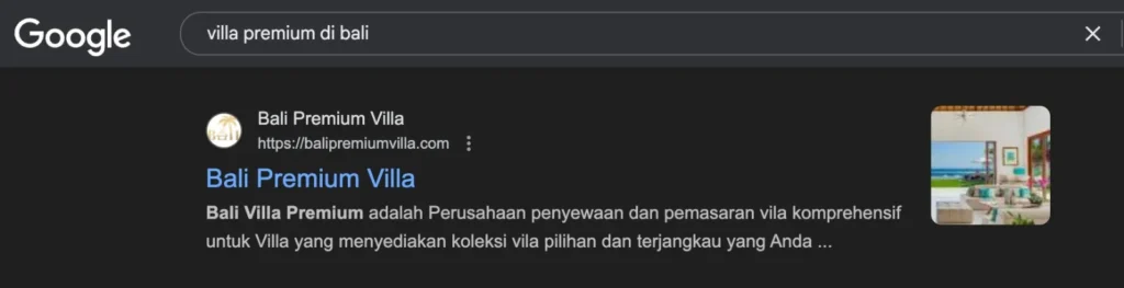 Pencarian Bali Premium Villa di Google | Bali Premium Trip