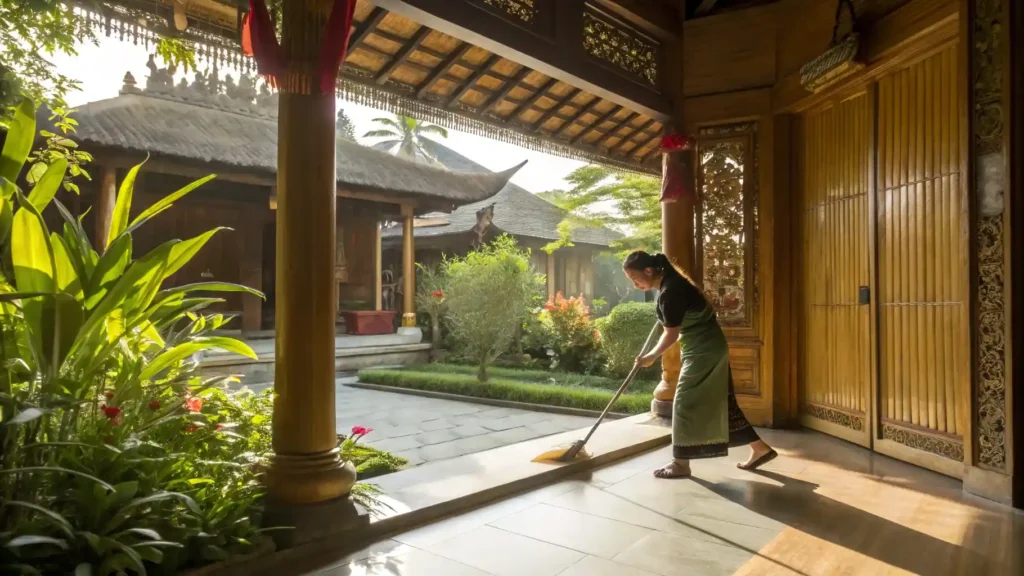 Pembantu Rumah Tangga Menyapu Lantai | Layanan Pembantu Rumah Tangga | Bali Premium Trip