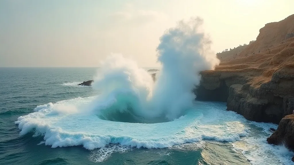Devils Tears Nusa Lembongan blowhole waves seen from a safe distance