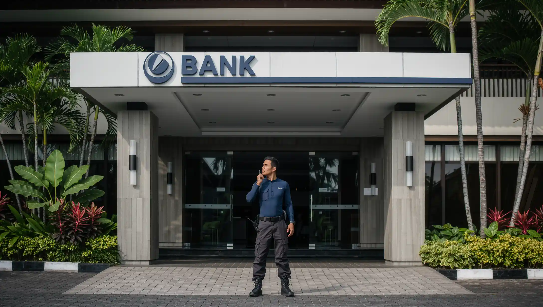 ATM and currency signs on a street in Bali